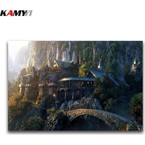 5D DIY Diamond painting Cross stitch Castle Fantasy full square Diamond embroidery Landscape Full Round Diamond mosaic 3D movie