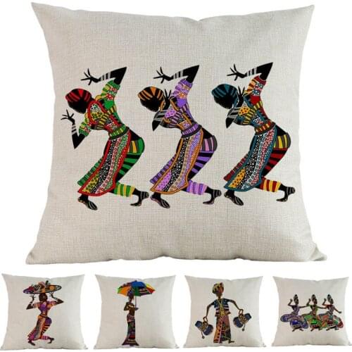 Africa Ethnic Folklore Music Dance Life Collection African Woman Beautiful Clothing Pillow Case Home Decoration Cushion Cover
