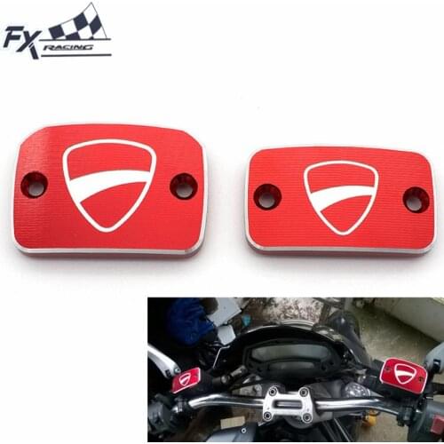 CNC Aluminum Front Rear Brake Clutch Fluid Reservoir Cap Covers For Ducati Hypermotard Monster 695 696 S2R 800 795 796 759