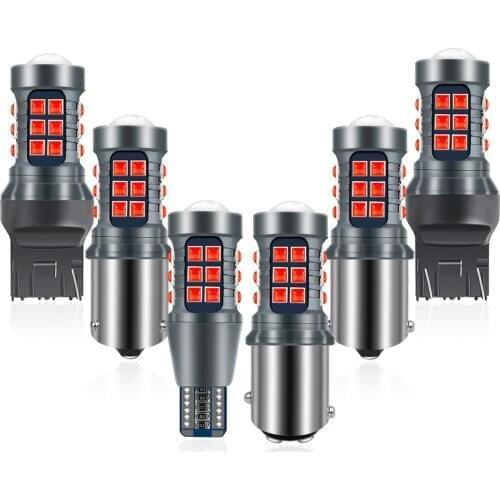 2PCS 1156 BA15S LED Car Bulb T20 7440 W21W 7443 WY21W T15 W16W P21W Canbus 27LED 3030SMD With lens Reverse DRL Light Wholesale