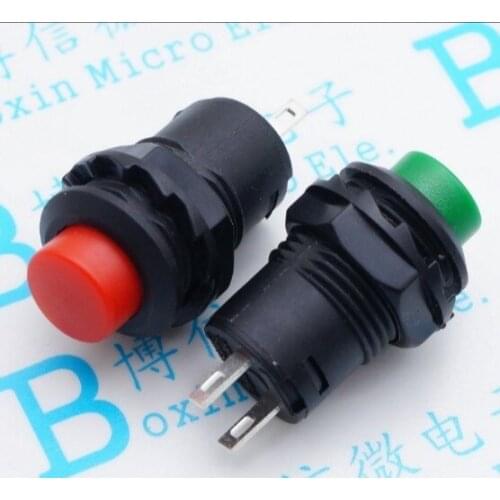 Free Shipping 20PCS/LOT Red/Green Self-locking Push button Switch Latching ON/OFF DS-425A 12mm