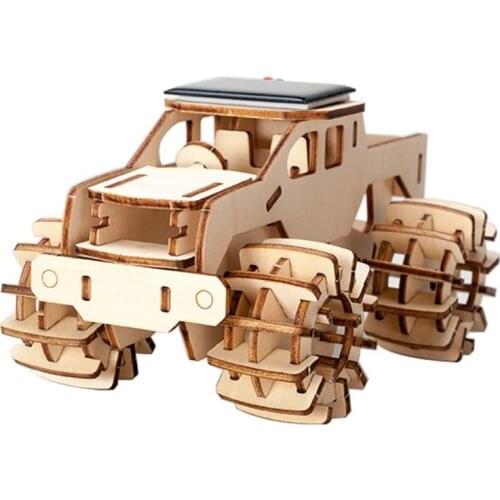 Wooden Solar Car Model Kits DIY Educational Science Toys Kits for Kids Age 8-12 BX0D