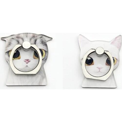 360 Degree Finger Ring Smartphone Cartoon Lovely Cat Stand Holder Mobile Phone Holder Stand For iPhone Xiaomi Huawei All Phone