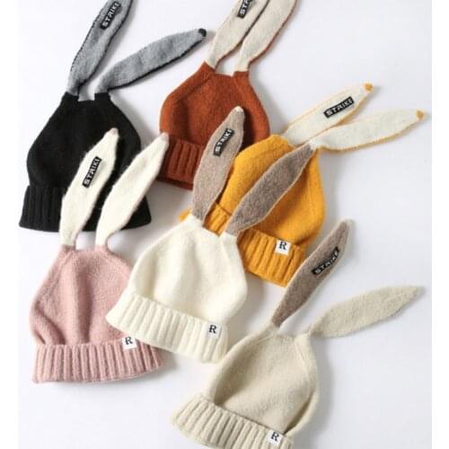 Kids Girl&Boy Baby Winter Warm Knitted Cute Rabbit Long Ear Beanie Hat 2019 Autumn Hats Cap