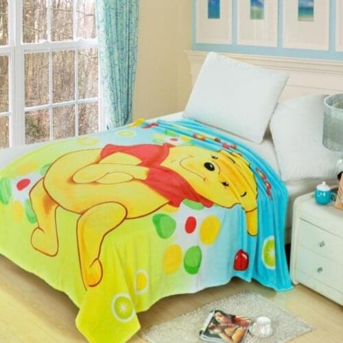 Home Textile Disney Hot Cartoon Winnie The Pooh Pattern Cozy Soft Flannel Yellow Cute Blanket Children Adult Sofa Bedding