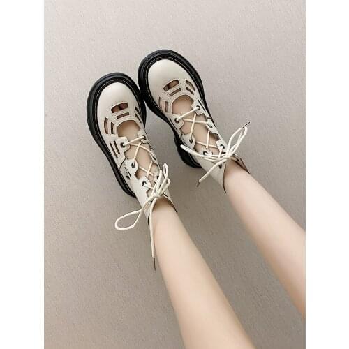 Summer British Style Hot Sale Hollow Solid Color Cross Straps Breathable Comfortable And Elegant Ladies Martin Boots Ankle Boots