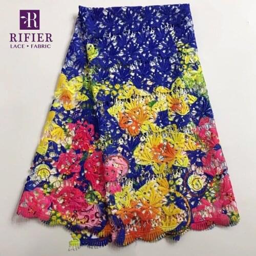 Best Choice Indian Flower Printing Milk Lace Fabric For Noble Lady Wedding Laces 2018 High Quality Royal Blue Prints Cotton Lace