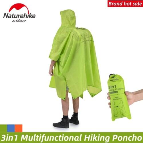 Naturehike 3 in 1Multifunction Raincoat Portable Hiking Rain Poncho 0.3kg Folding Raincoat For Rainproof Mat Tent Camping
