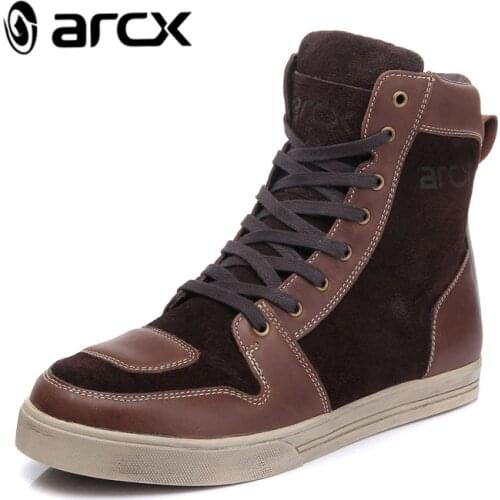 ARCX Motorcycle Boots Waterproof Cow Leather Moto Riding Boots Men Road Street Casual Shoes Motocross Breathable Boots L60628