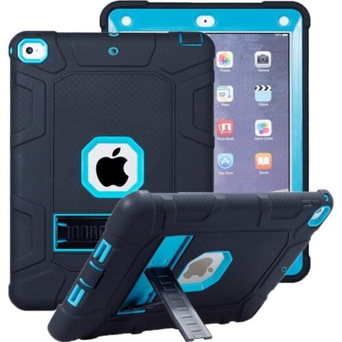 New Hard Armor Case for Apple iPad 9.7 2018 Full Body Protective Cover for iPad 9.7 2017 Kickstand Baby Silicone Case +Film Pen