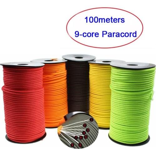100 Meters Dia.4mm 9 stand Cores Paracord for Survival Parachute Cord Lanyard Camping Climbing Camping Rope Hiking Clothesline