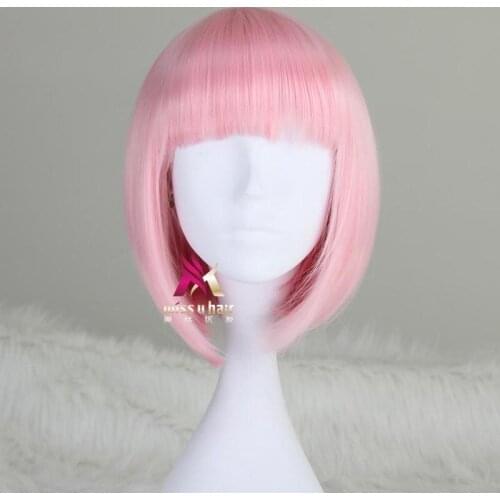 Short High Temperature Fiber Hair Cosplay Wigs Synthetic Hair Heat Resistant BOBO Wig pink red black Straight Hair+wig cap