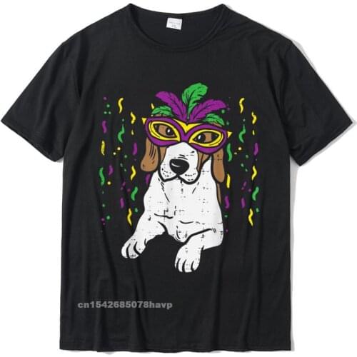 Mardi Gras Beagle Cute Carnival Party Dog Lover Owner Gift T-Shirt Custom Tops Shirt For Men Cotton T Shirt Printed On Fashion