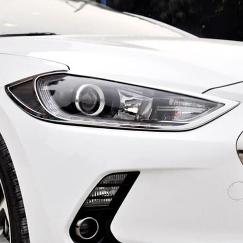 For Hyundai Elantra Avante 2016 2017 6th 2pcs Front Head Light Lamp Cover Trim Bezel Protectors Accessories Chromium Styling