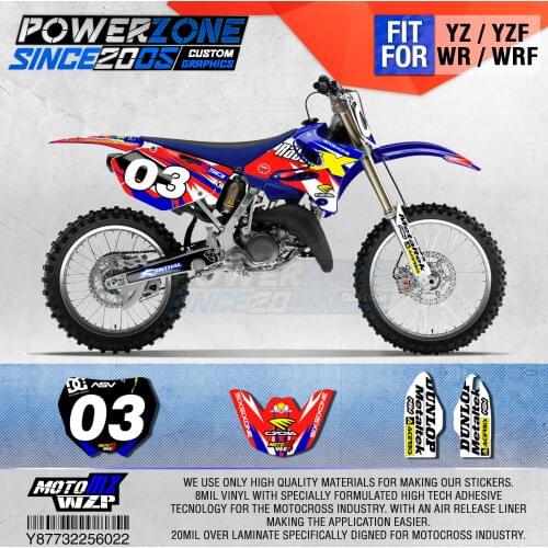 PowerZone Customized Team Graphics Backgrounds Decals 3M Custom Stickers For YAMAHA YZ125/250 X 1996-2001 2002-14 2015-2019 022