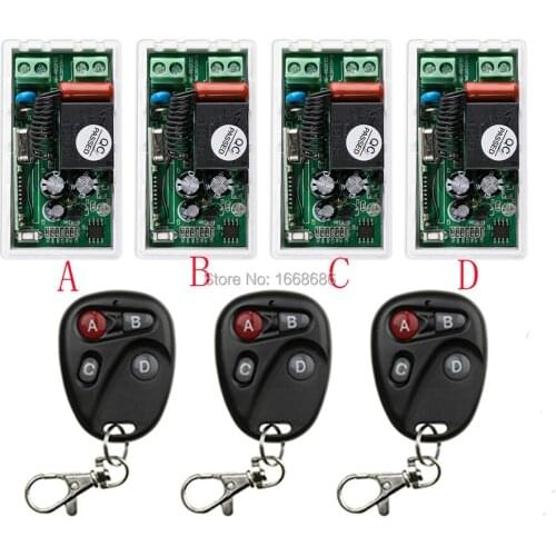 Most simple wiring AC220V 1CH Radio Controller RF Wireless Relay Remote Control Switch 315 MHZ 433 MHZ 3 Transmitter +4 Receiver