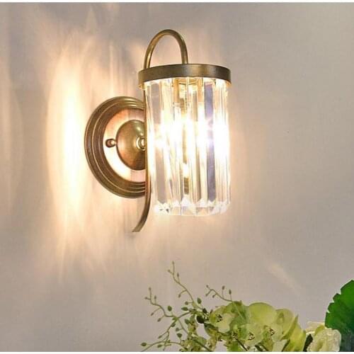 LED Mirror side Crystal Wall Lamp for Villa Hotel Living room bar Contemporary Antique Industrial Bedside wall lights fixtures