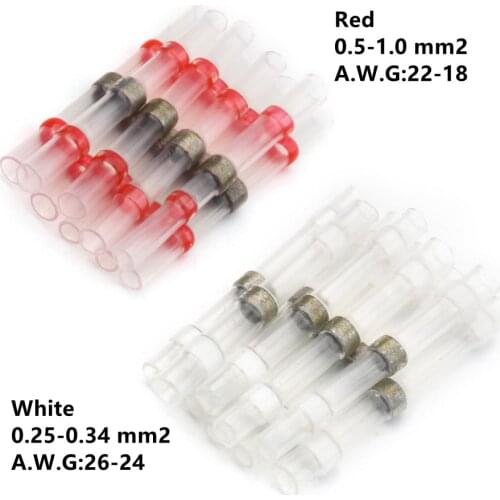 50Pcs Heat Shrink Soldering Sleeve Terminals Waterproof Solder Seal Butt Connectors Insulated Electrical Wire Splices