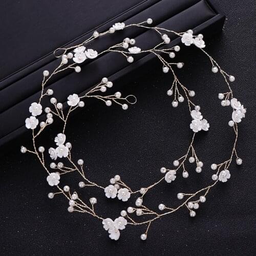 Trendy Pearl Flower Hair Band Headdress Bride Headdress Princess Hair Band Wedding Tiara Gold Headdress Bride Hair Accessories