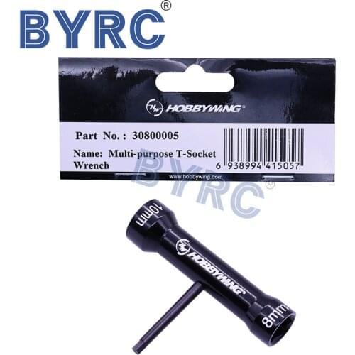 Hobbywing 8mm 10mm Hexagonal Multi-Purpose T-Socket Spanner for Installing Disassembly Motor Screws for RC Toys Repair Tools