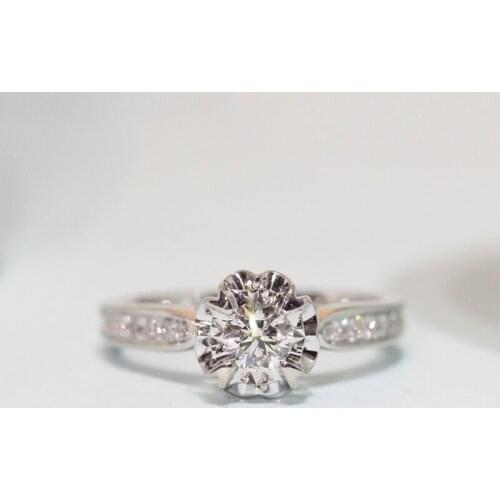 Diamonds Ring Solid 14K White Gold Fine Jewelry 0.19ct Round Cut Natural Diamonds Engagement Wedding Ring for Women