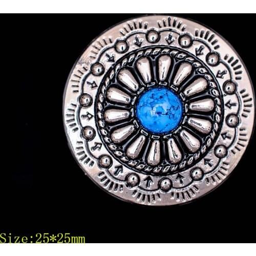 10pcs 1" Silver Western Cowboy Turquoise Flower Concho For Leathercraft Wallet Chain Belt Saddle Headstall Bridle Decor