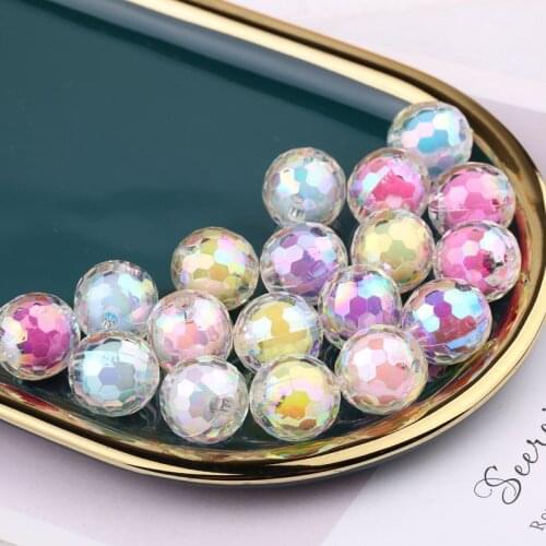 10pcs/lot 16mm Big Round Faceted Beads Acrylic AB Color Transparent Inner Color Ball For Pendant Jewelry Craft Making Accessory