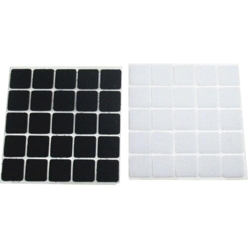 White and black 20*20mm Diameter 100pcs Magic Nylon Sticker Double Sided Adhesive Hooks Loops Disks square Fastener Tape Sewing