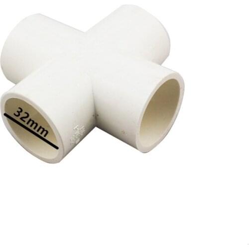 2 Water Pipe Series PVC Connector Fittings Garden Cross Connector Gray Plastic Irrigation Tube Coupling Joints