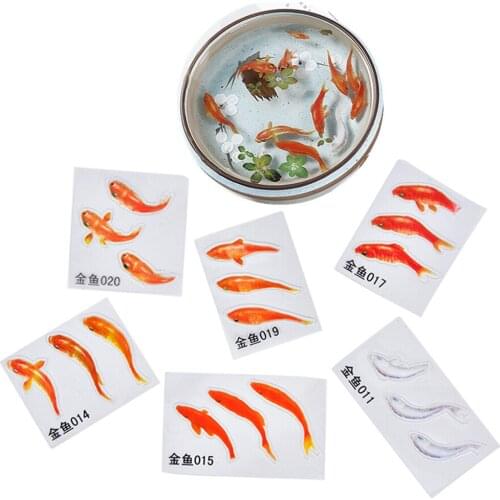 9Pcs/Set 3D Simulation Creative Red Fish Resin Decorative Sticker Fit DIY Tools Molds Micro Landscape Scrapbooking Stickers
