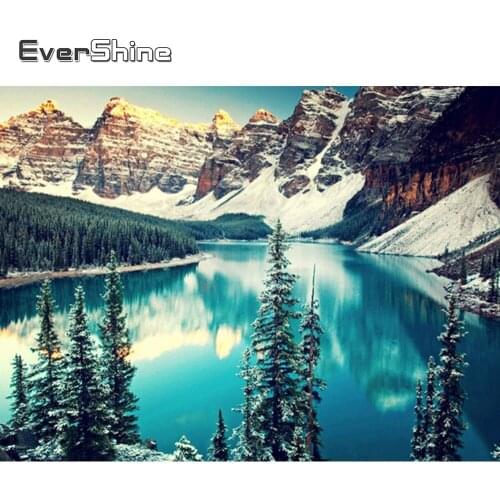 Evershine Diamond Embroidery Scenery Snow Mountain Diamond Painting Cross Stitch Wall Sticker Diamond Mosaic Landscape Art Decor