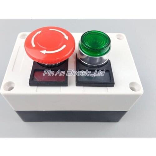 The emergency stop button BOX, 24V green light