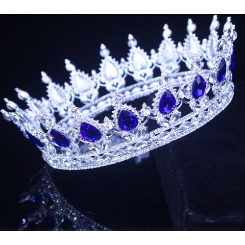 Large Queen King Tiaras and Crowns Bridal Diadem Women Prom Hair Ornaments Headpiece Wedding Bride Head Jewelry Accessories