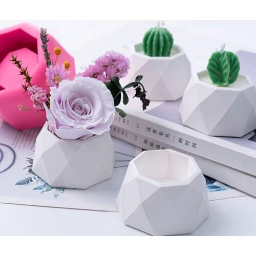 Diamond Shaped Silicone Mold Flower Pot Vase Concrete Cement Mold DIY Clay Ashtray Candle Holder Mould Gypsum Cement Pot Mold