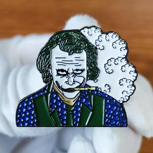 Joaquin phoenix Joker Smoke Enamel Pin Superhero Badge creepy clown Accessory