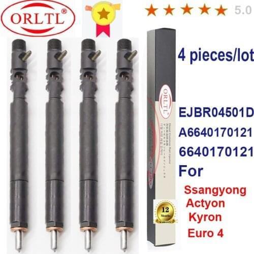 4 pieces Injector EJBR04501D 6640170121 A6640170121 For SSANGYONG Actyon 200 2.0L Xdi Kyron 2.0L Xdi SUV (100bhp) Euro 4