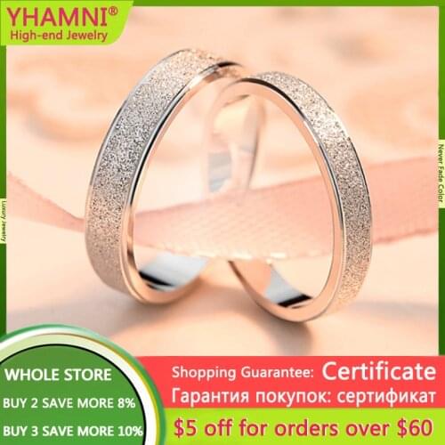 With Certificate 1PCS Lovers 925 Solid Silver Rings for Men Women Top Quality Frosted Texture Wedding Bands New Couple Jewelry