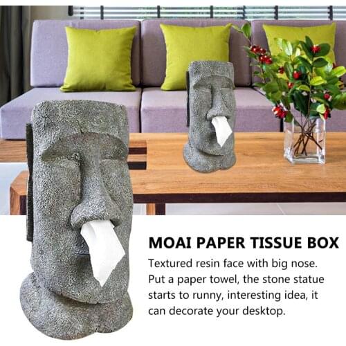 Tissue Storage Box Paper Napkin Holders Retro Home Organization Head Facial Tissue Box Holder Easter Island Tissue Box