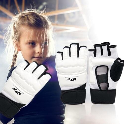 Leather Half Finger Boxing Gloves Kids Children Karate Mitts Karate Sandbag Taekwondo Protector Gloves MMA Muay Thai