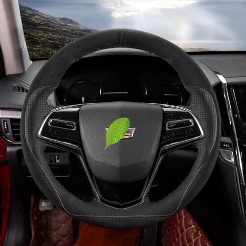 Leather hand sewn steering wheel cover for Cadillac ATSL XT6 SRX XTS CT6 xt5 xt4 CT5 car accessories Automotive interior