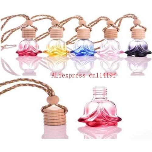 Colorful 6ML crystal shape hanging car perfume glass bottle hanging decoration bottle car hanging accessories perfume bottle