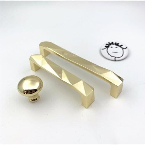 LCH Geometric Luxurious Shining Gold Cabinet Handle Nordic Modern Style Solid Zinc Alloy Cabinet Handle Drawer Knob Door Pull