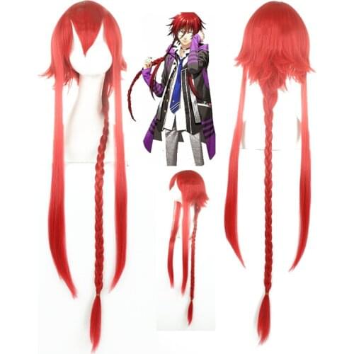 Kamigami No Asobi Loki Laevatein Cosplay Wigs for Women Man Unisex Synthetic Wig Long Braid Straight Fake Hair Red Anime Hallowe