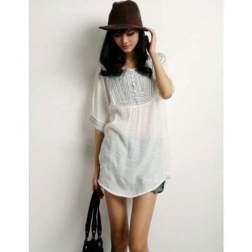 Fashion large size maternity dress embroidered shirt soft fabric round neck maternity casual T-shirt womens clothes