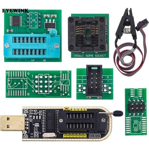 CH341A 24 25 Series EEPROM Flash BIOS USB Programmer Module + SOIC8 SOP8 Test Clip + 1.8V adapter + SOIC8 adapter DIY KIT