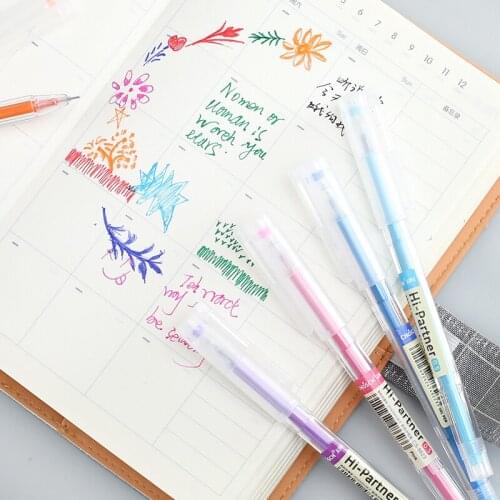 8pcs Color Gel Ink Pen Set Hi partner 0.5mm Ballpoint Drawing Marker Liner Pens Stationery Office School Supplies F559