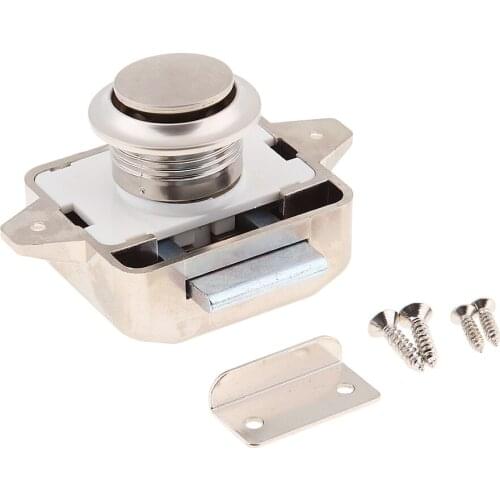 Nickel Push Button Latch Lock Cupboard Knob Handle For RV Camper 11-18 Mm