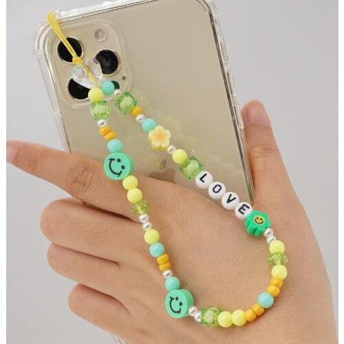 2021New Fashion Smile Cell Phone Chains Mixcolor Acrylic Chain Link For DIY Making Key Chain Phone Case Decoration Jewelry