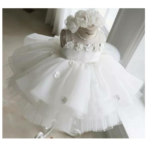 New White Baby Girl First Birthday Dress lace Tulle Infant Girl Christening Dress Girl Princess New Party Gown