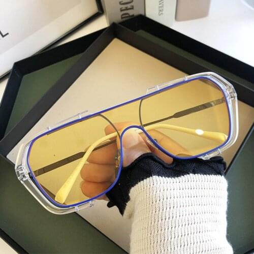 Drivier Glasses Fashion Steampunk Sunglasses for Women Men Luxury Brand Gradient Sun Glasses Blue Yellow Square Shades for Male